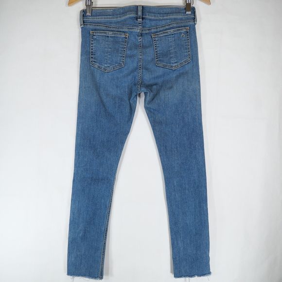 rag & bone Women's Medium Wash Ankle Skinny Jeans W1526K Frayed Hem Size 27 - Picture 9 of 16